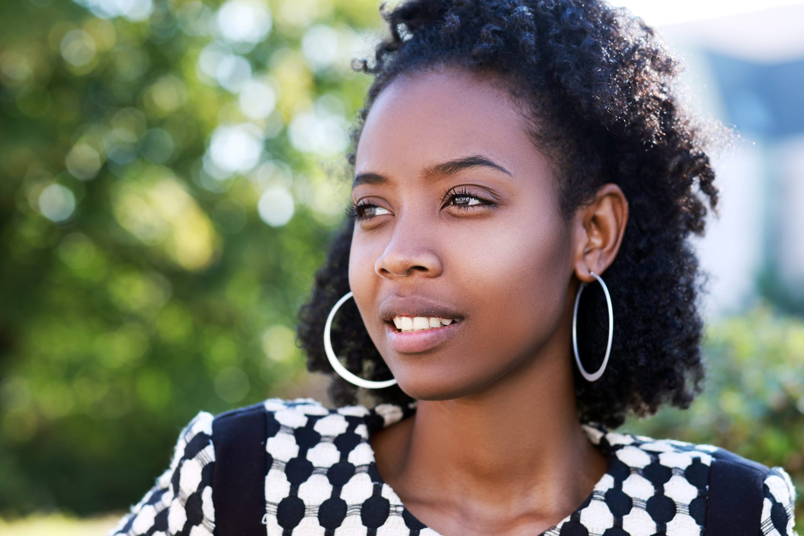 Optimistic looking young woman